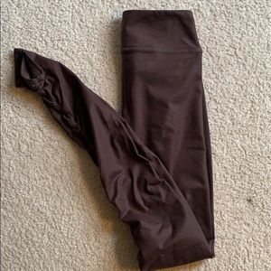 Tall chocolate brown leggings with gathered ankle
